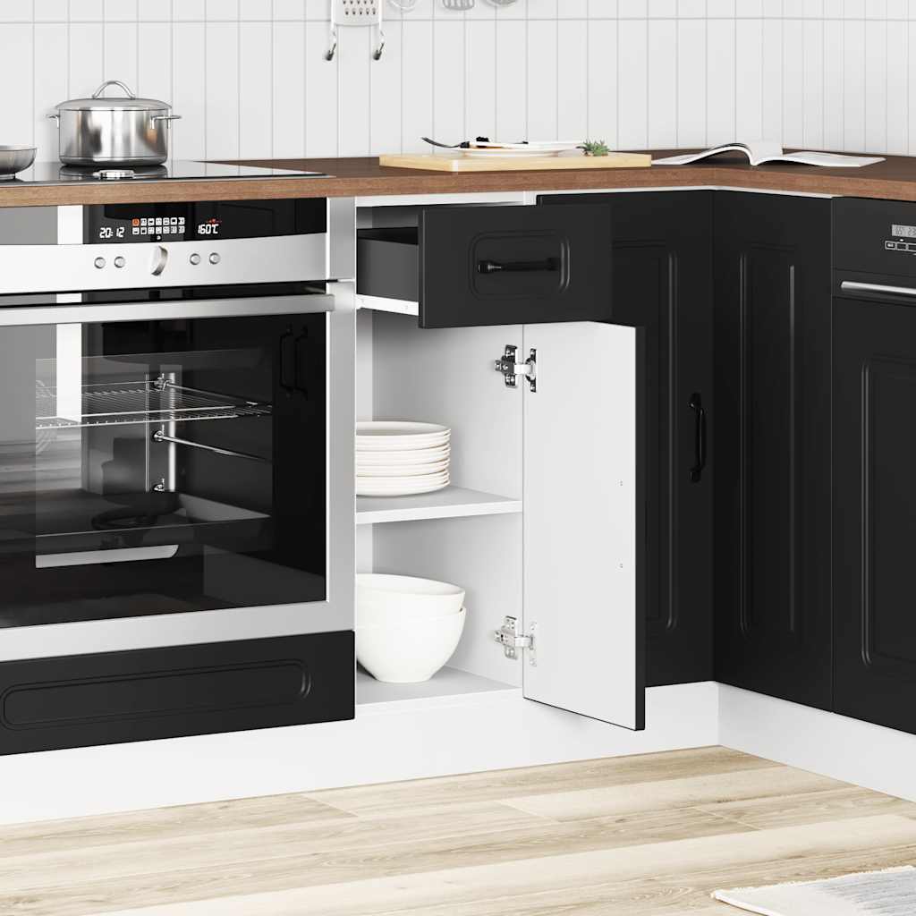 Armário de cozinha baixo kalmar madeira artificial preto