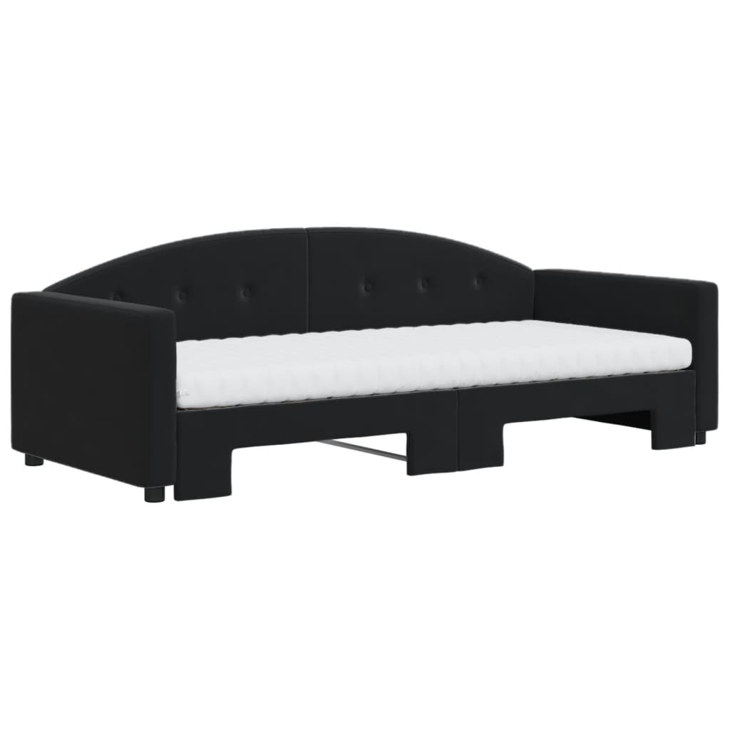 Sofá-cama com gavetão e colchões 90x190 cm veludo preto