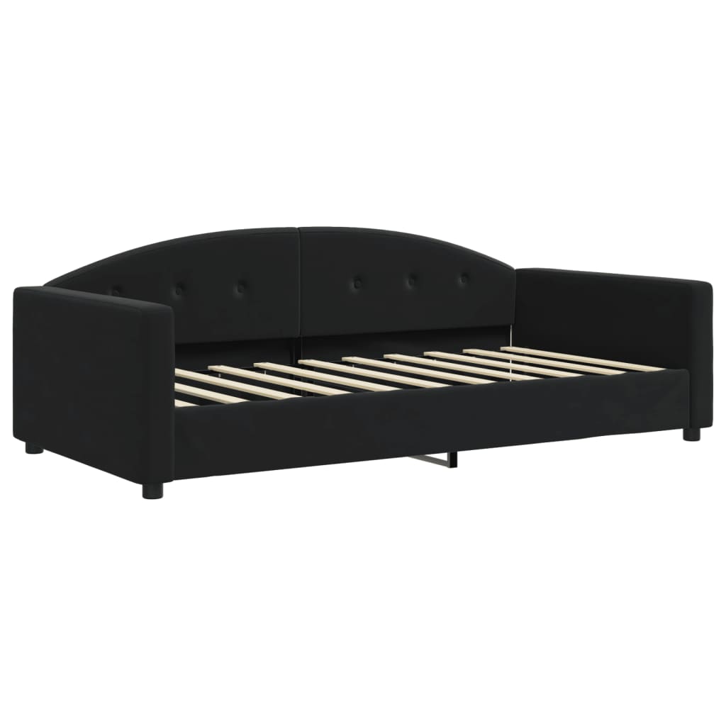 Sofá-cama com gavetão e colchões 90x190 cm veludo preto