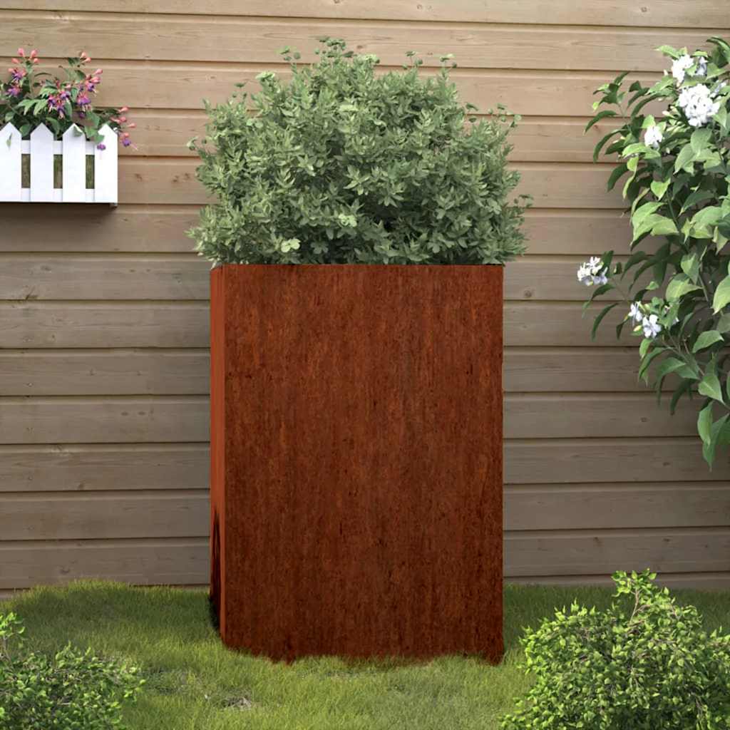 Vaso/floreira 42x38x75 cm aço corten