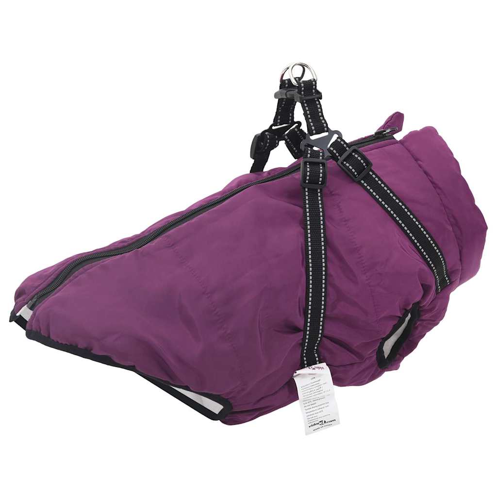 Casaco para cães com arnês impermeável reflexivo roxo l48