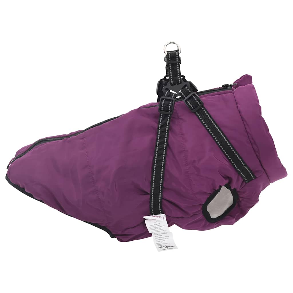 Casaco para cães com arnês impermeável reflexivo roxo l48