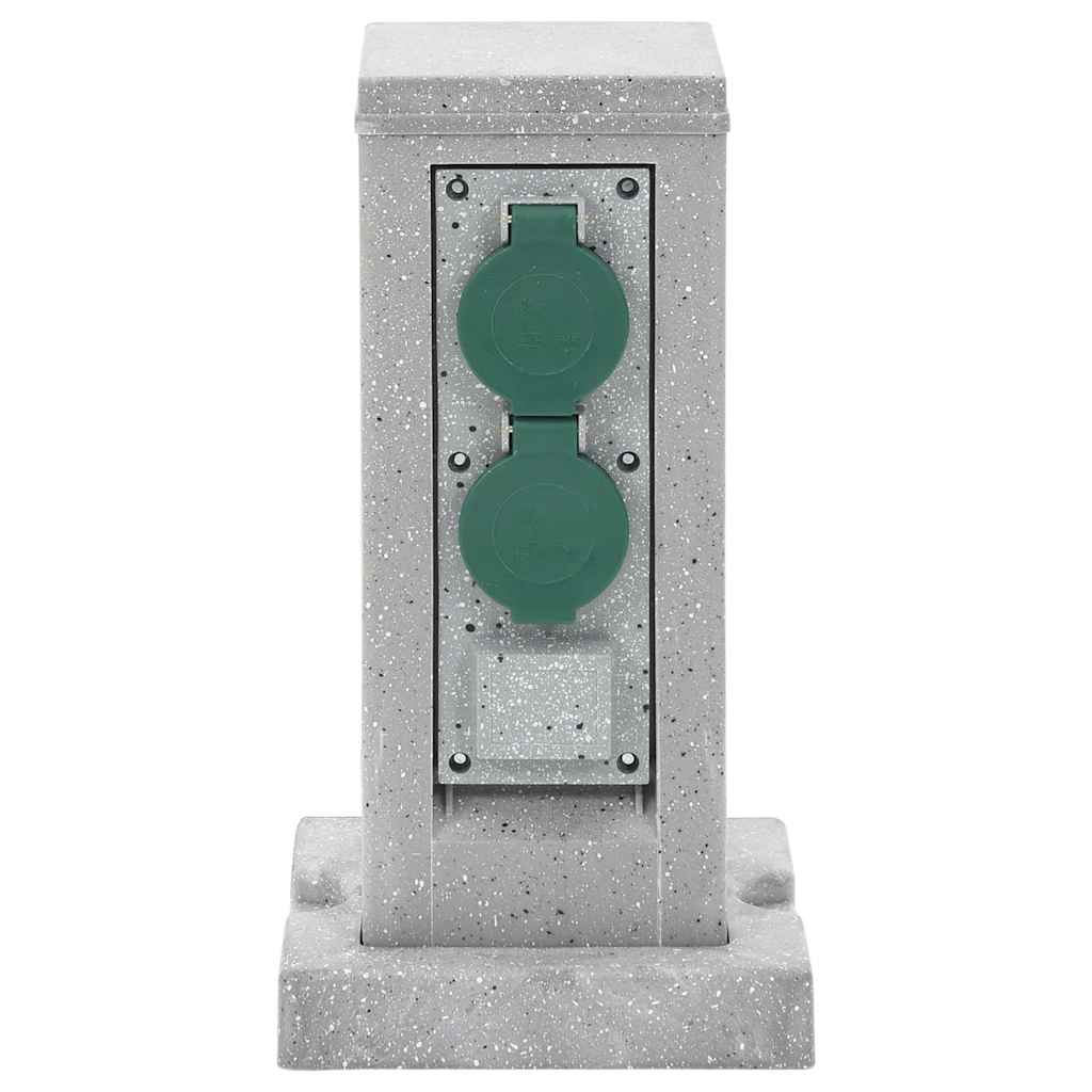 Tomada de exterior com estaca 4 vias aspeto pedra cinzento