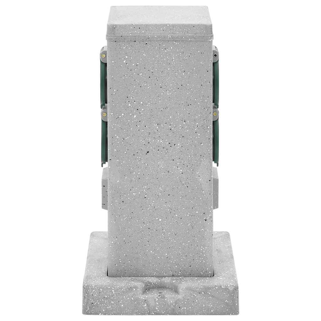 Tomada de exterior com estaca 4 vias aspeto pedra cinzento
