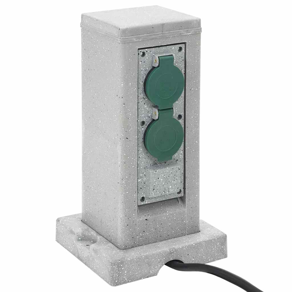Tomada de exterior com estaca 4 vias aspeto pedra cinzento