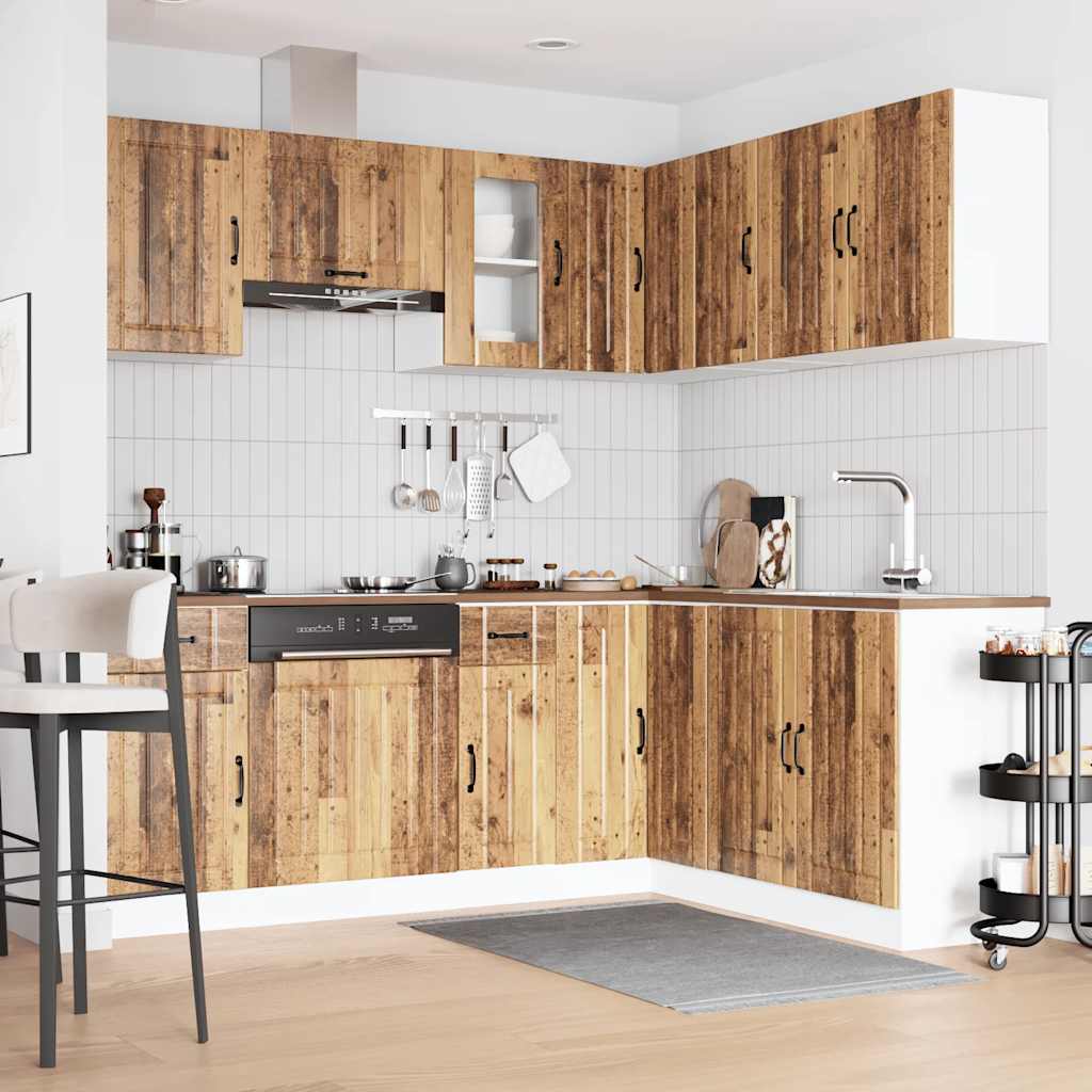 11 Peças armário de cozinha conjunto lucca madeira velha