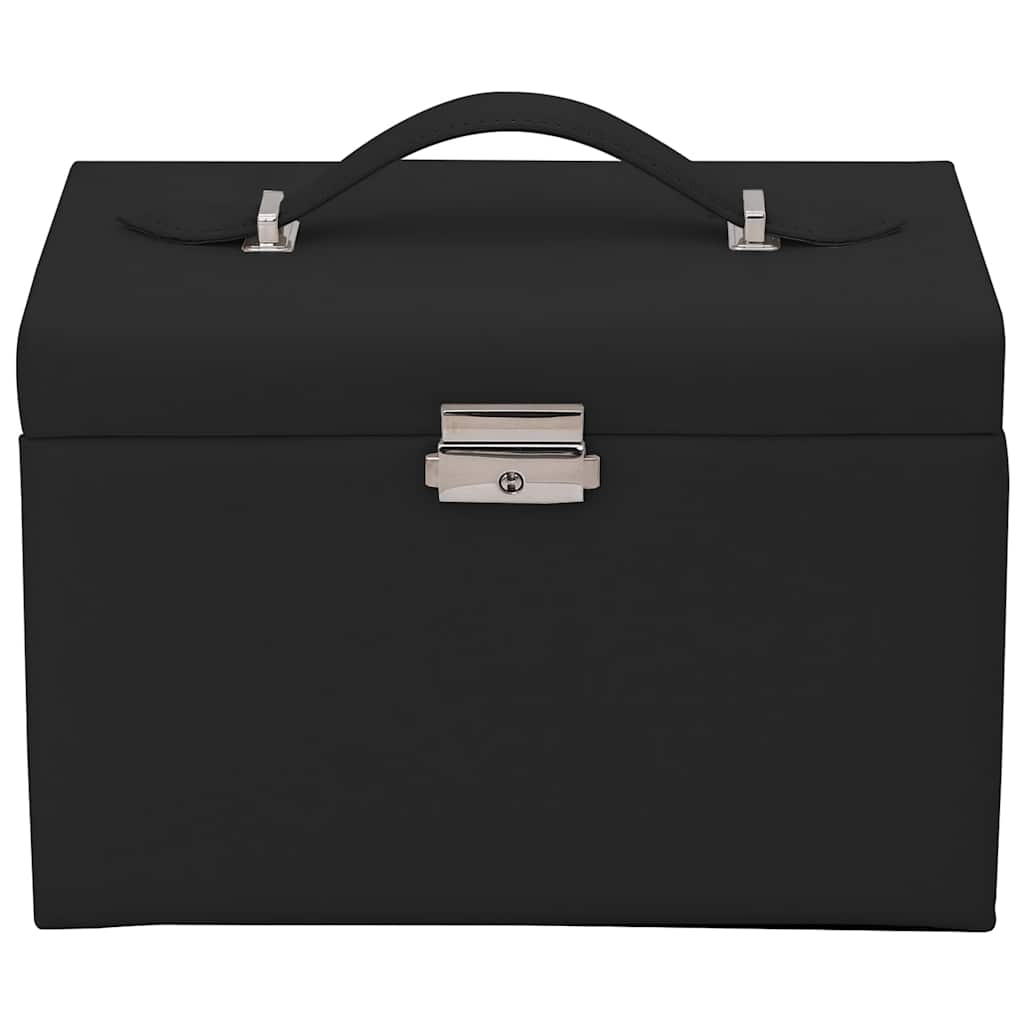 Caixa para jóias de 4 camadas com espelho com fechadura preto