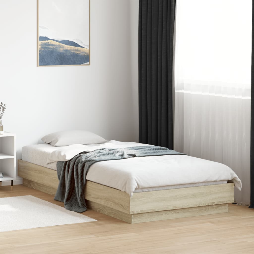 Estrutura de cama c/ luzes LED 100x200 cm carvalho sonoma