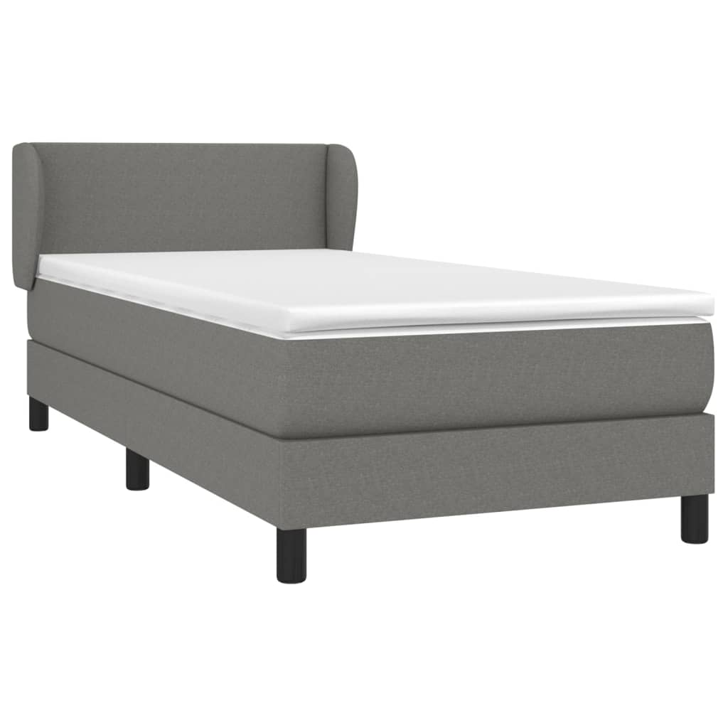 Cama com molas/colchão 90x190 cm tecido cinza-escuro