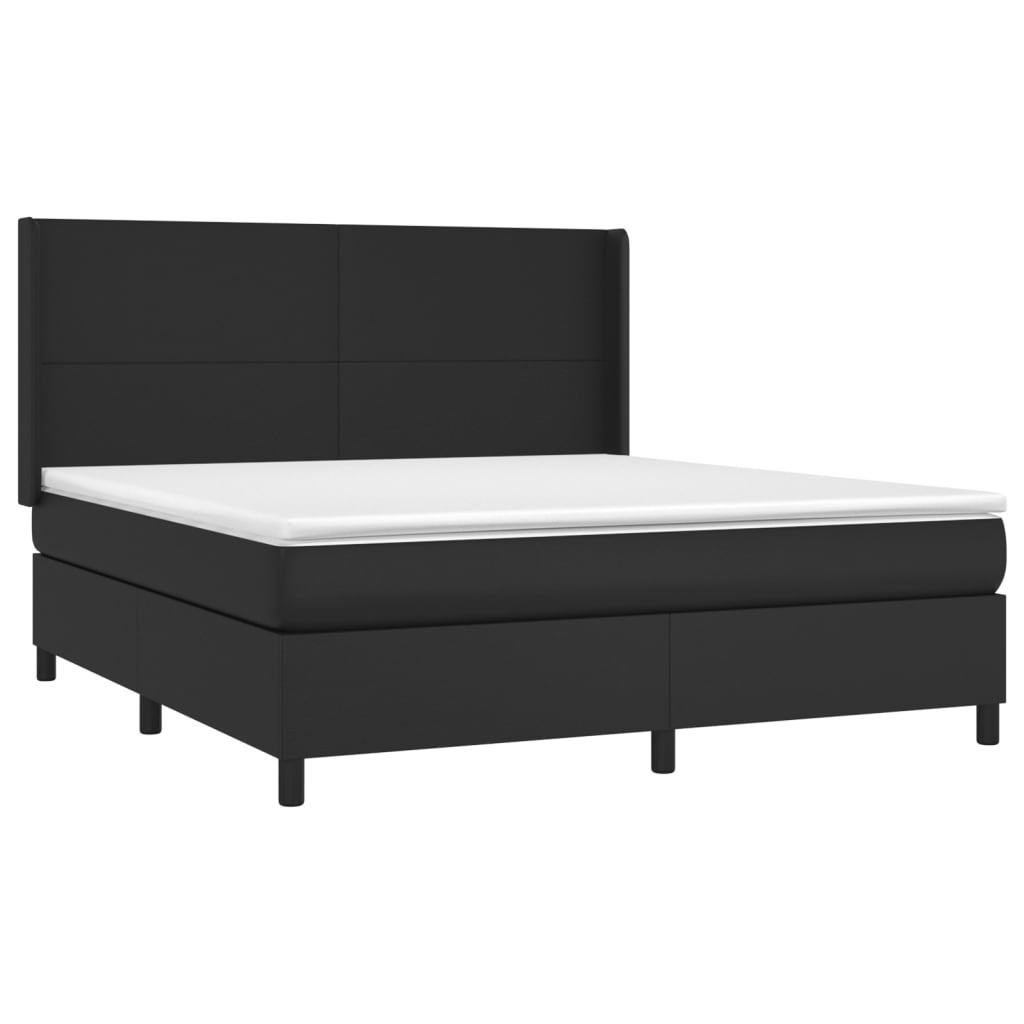 Cama com molas/colchão 180x200 cm couro artificial preto