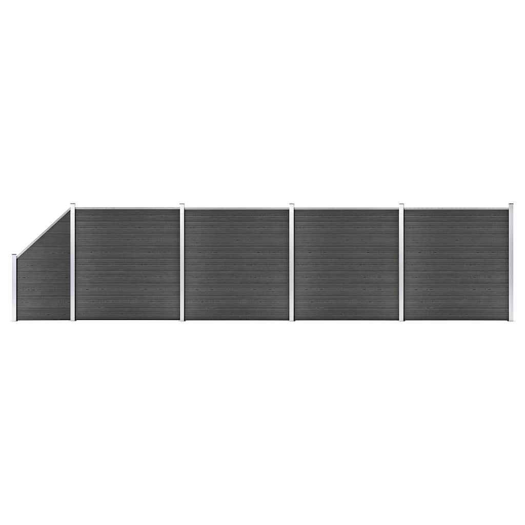 Conjunto de painel de vedação wpc 792x(105-186) cm preto