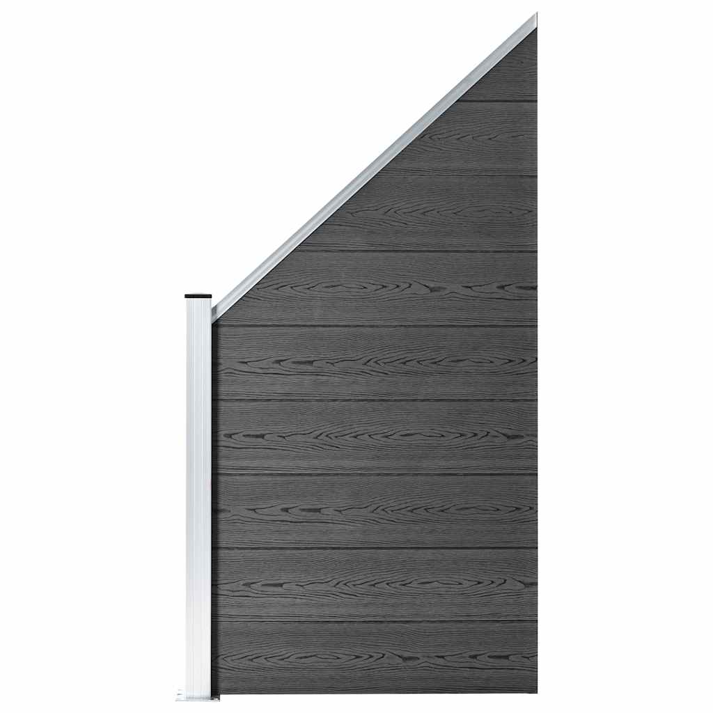 Conjunto de painel de vedação wpc 792x(105-186) cm preto