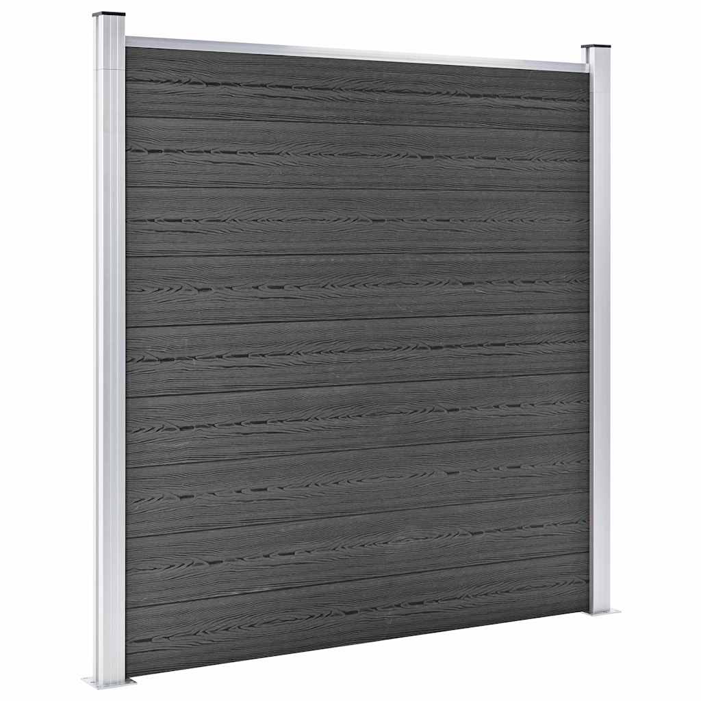 Conjunto de painel de vedação wpc 792x(105-186) cm preto