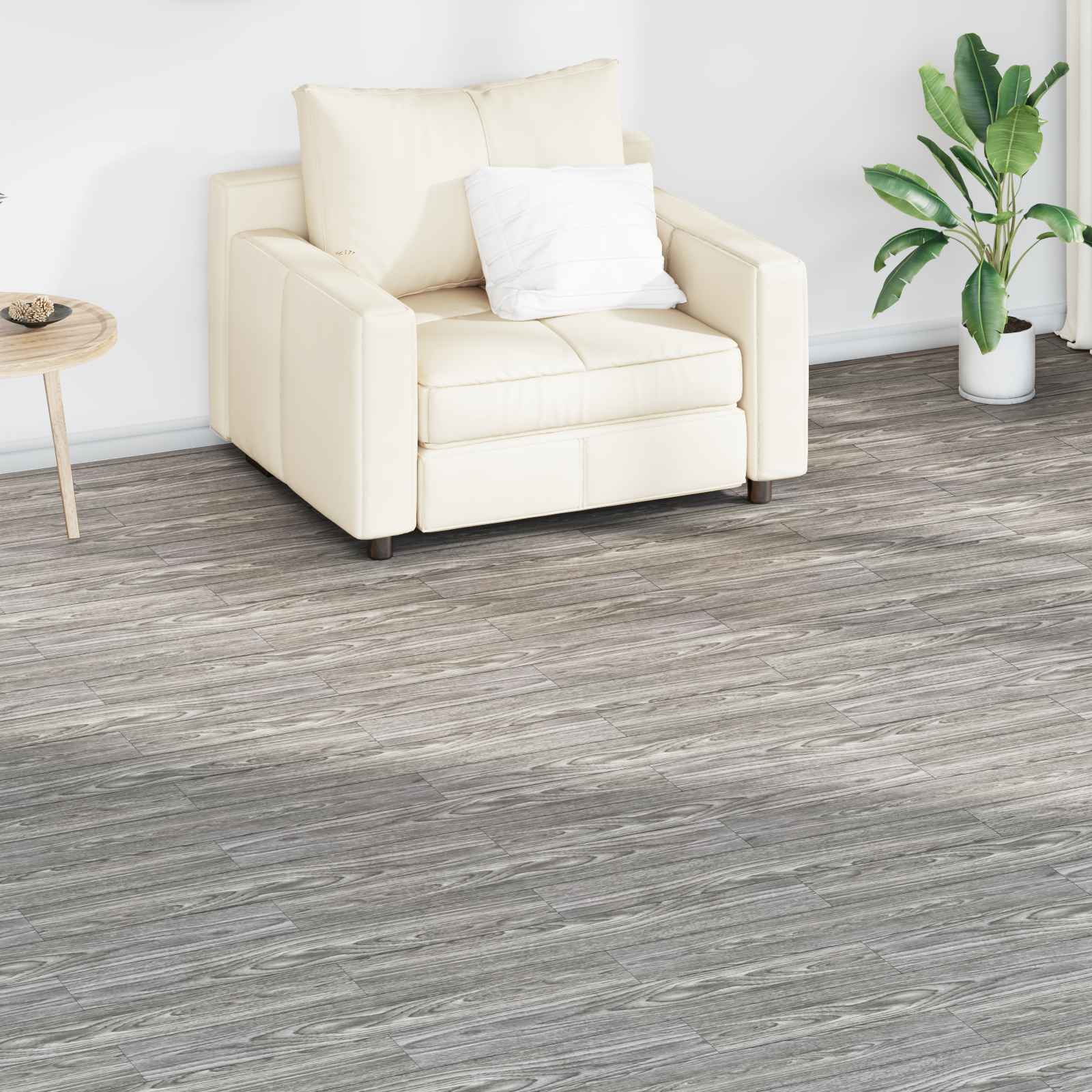 Pranchas de piso cinza escuro 5,02 m² 36 unid. PVC