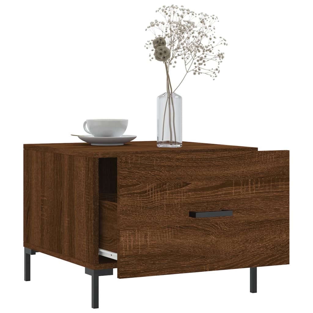 Mesa centro 2 pcs 50x50x40 cm madeira proc. carvalho castanho