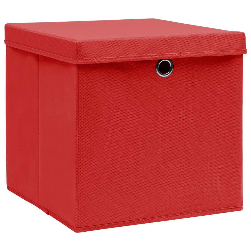 Caixas de arrumação com tampas 4 pcs 28x28x28 cm vermelho