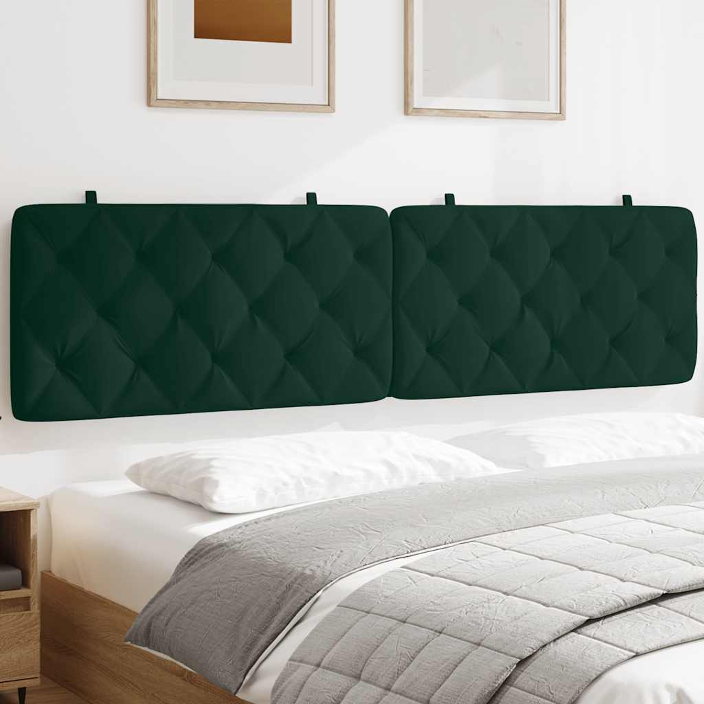 Almofadão de cabeceira 200 cm veludo verde-escuro