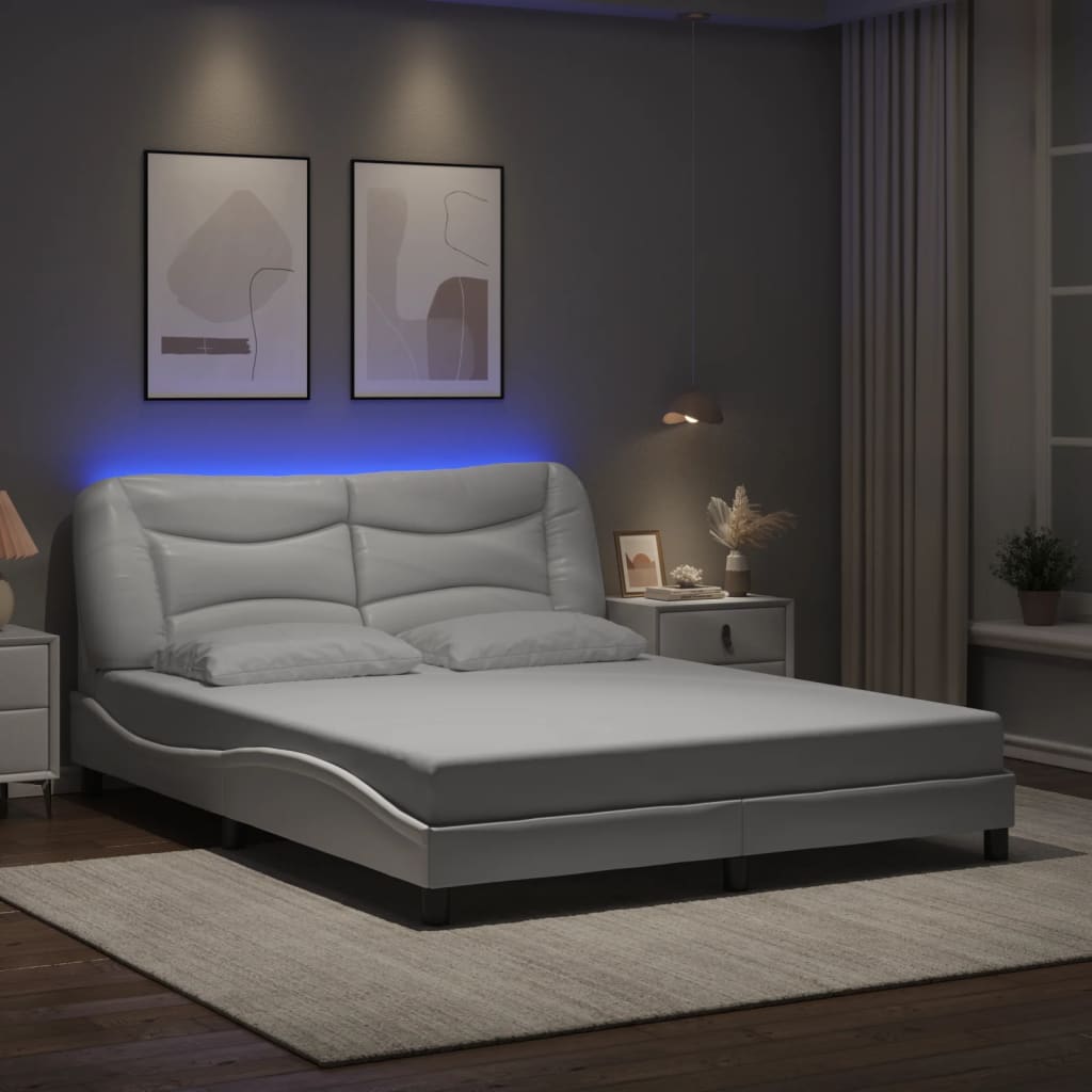Estrutura de cama com LED sem colchão hvar 160x200 cm branco
