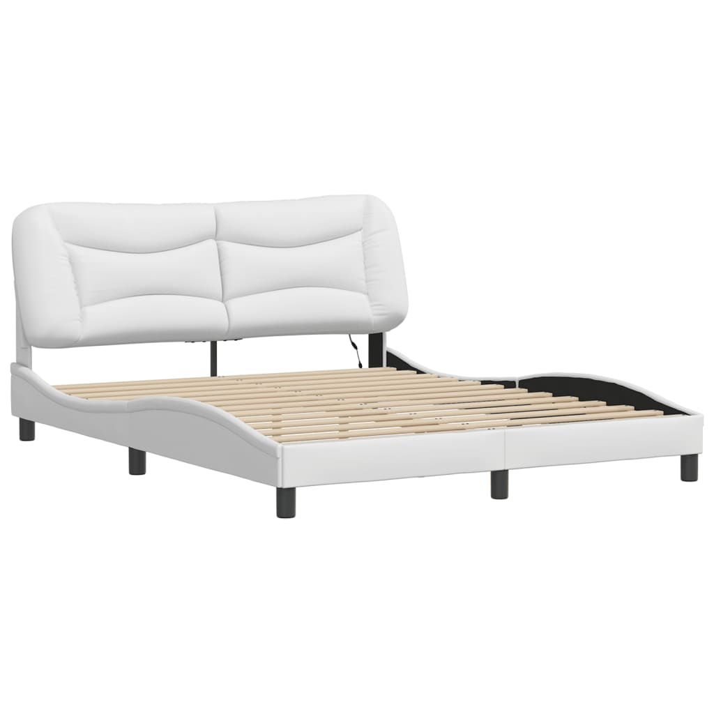 Estrutura de cama com LED sem colchão hvar 160x200 cm branco