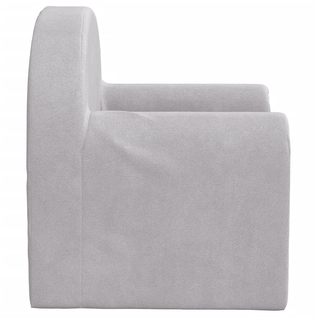 Sofá infantil pelúcia macia cinzento-claro
