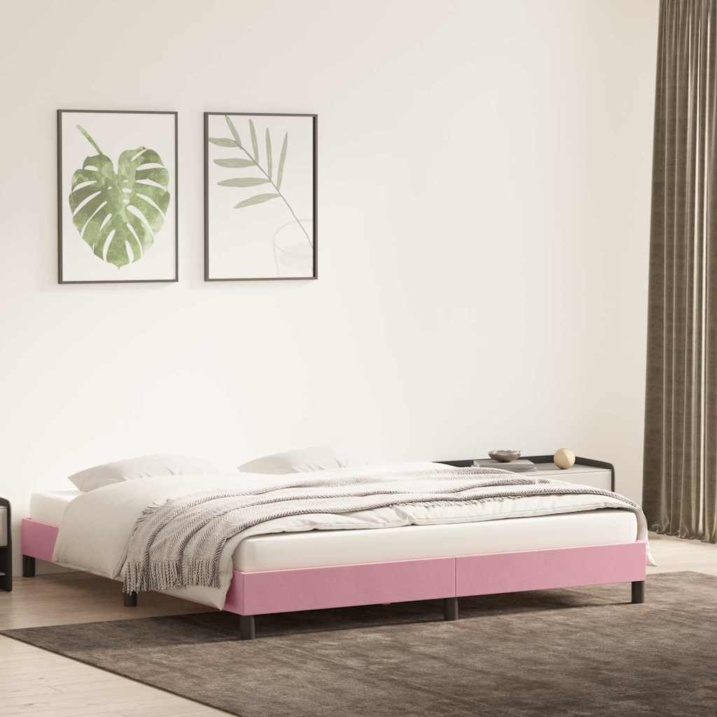 Estrutura de cama sem colchão 200x210 cm veludo rosa