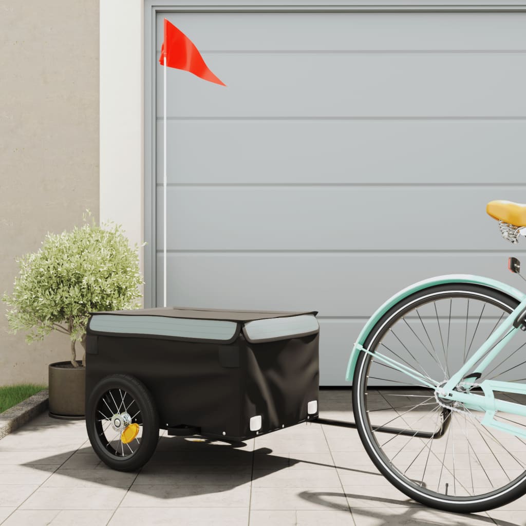 Reboque para bicicleta 30 kg ferro preto e cinza