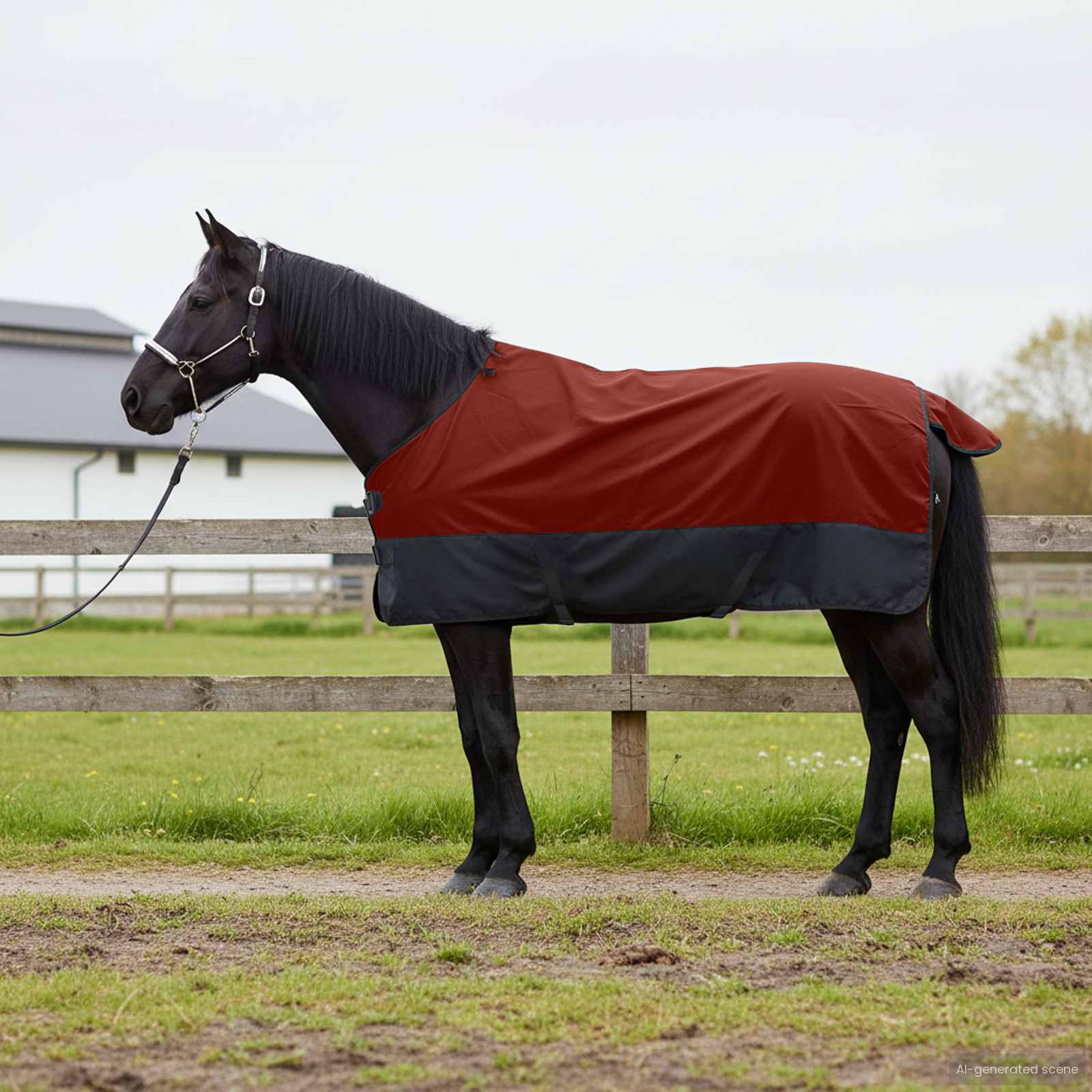 Cobertor de cavalo verde escuro e preto 105 cm poliéster