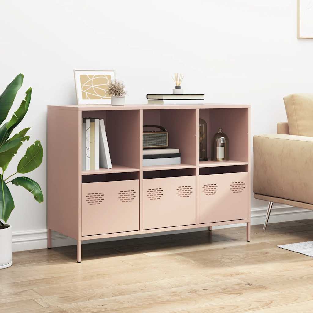 Aparador 101,5x39x73,5 cm aço laminado a frio rosa