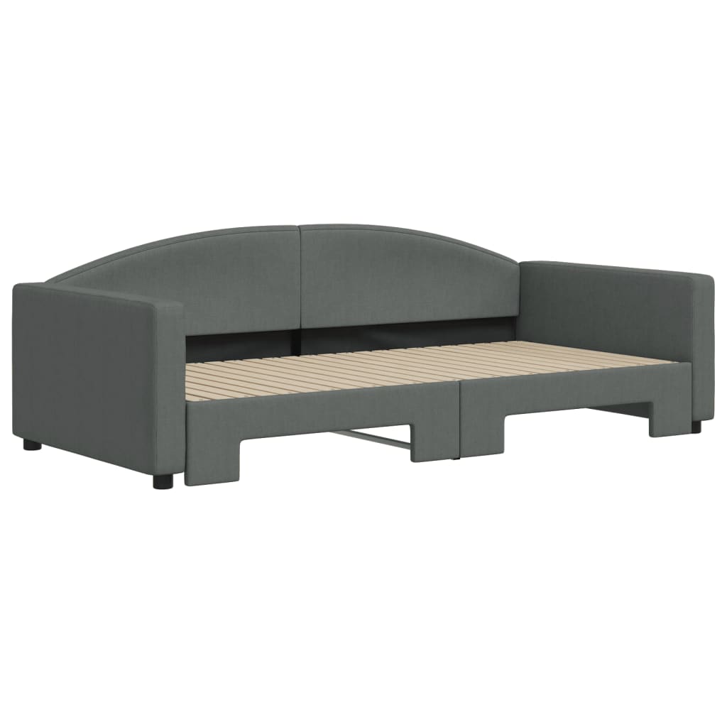 Sofá-cama com gavetão 100x200 cm tecido cinzento-escuro