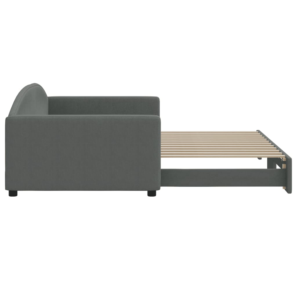Sofá-cama com gavetão 100x200 cm tecido cinzento-escuro