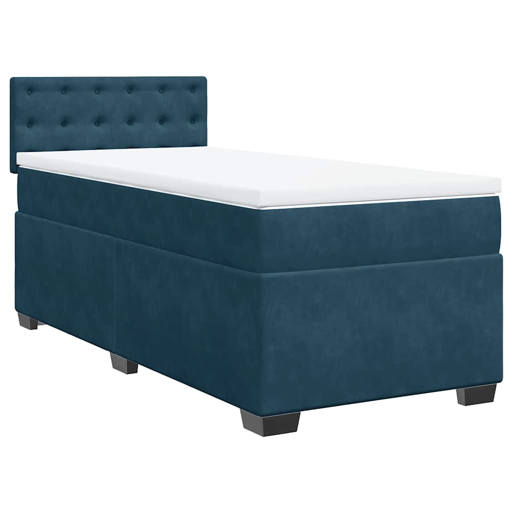 Cama boxspring com colchão 90x200 cm veludo azul