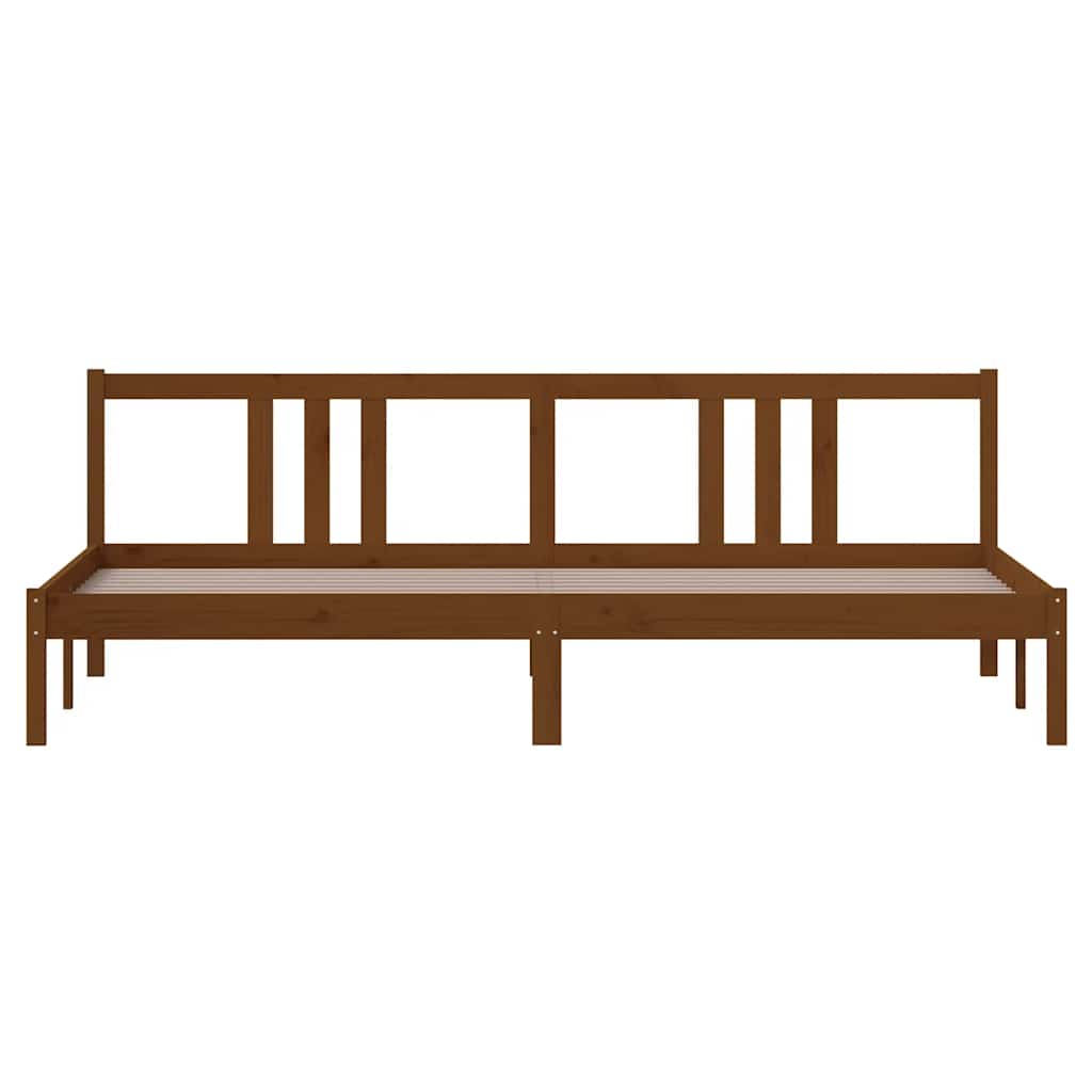 Estrutura de cama 200x200 cm madeira maciça castanho mel