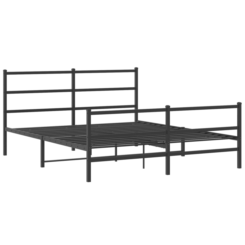 Estrutura de cama com cabeceira e pés 160x200 cm metal preto