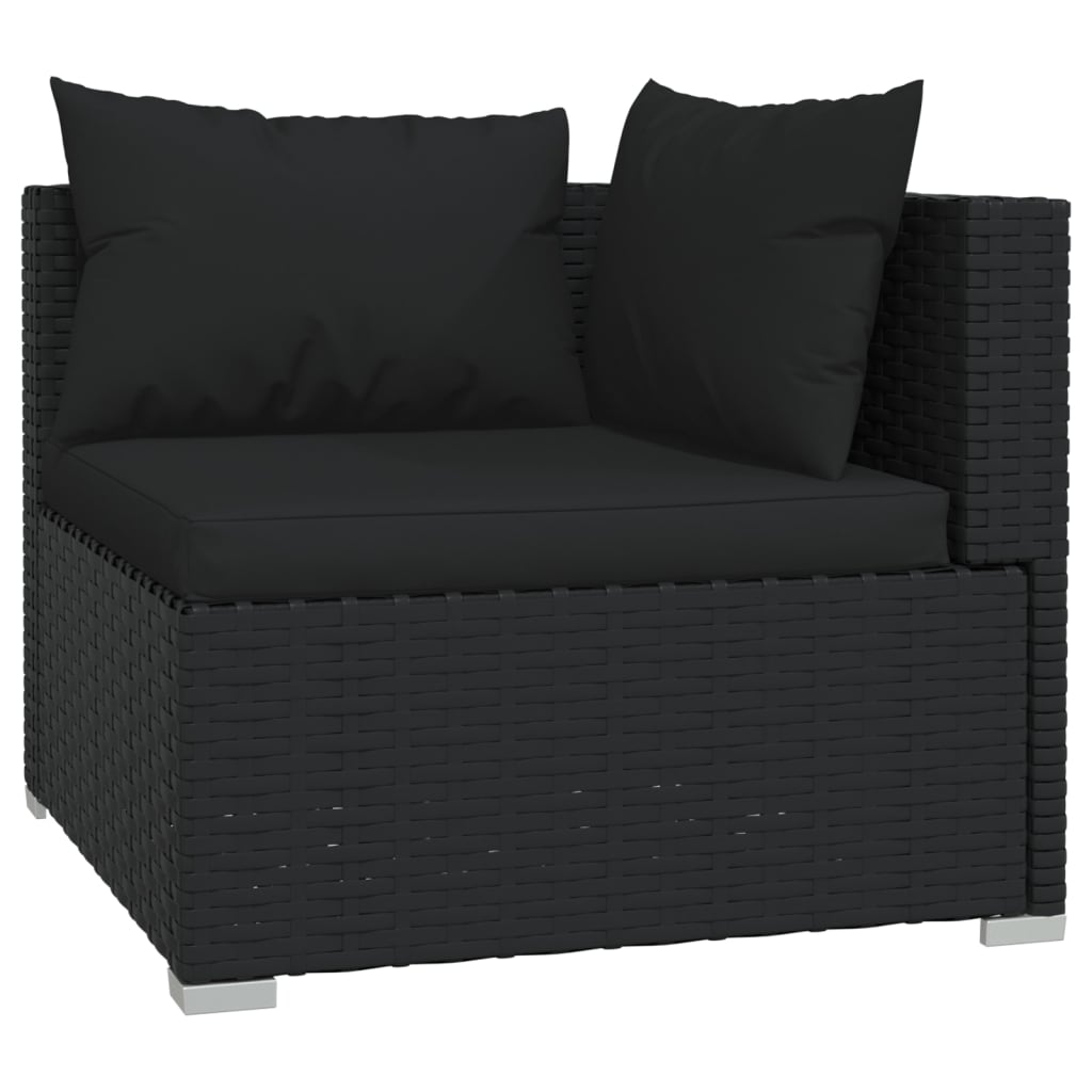 6 Pcs conjunto lounge de jardim c/ almofadões vime PE preto