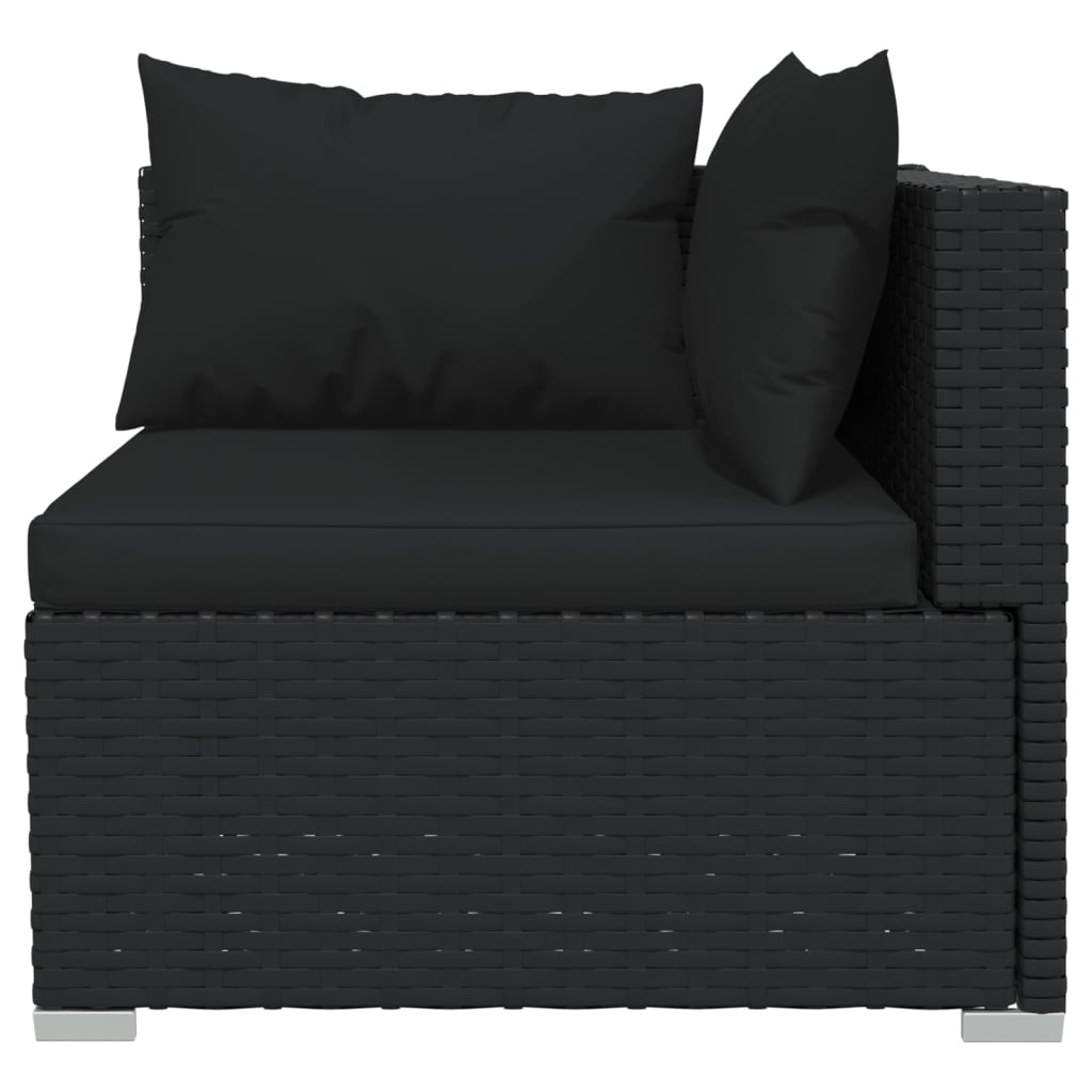 6 Pcs conjunto lounge de jardim c/ almofadões vime PE preto