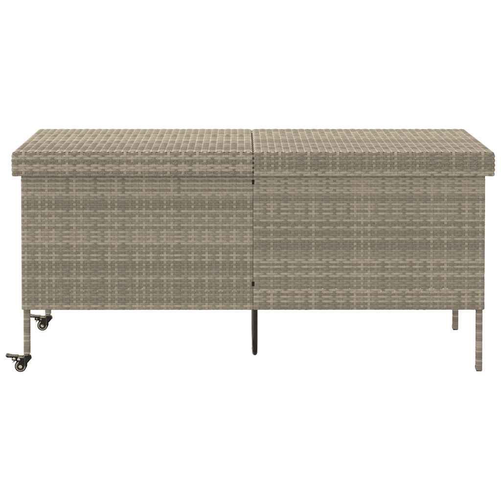 Caixa de arrumação com rodas 160x55x75 cm vime PE cinza-claro
