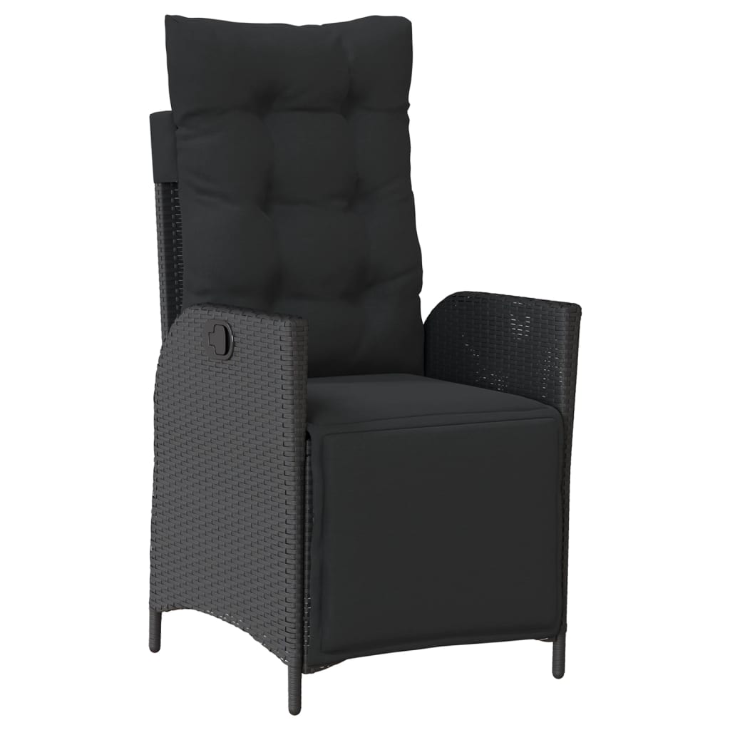 5 Pcs conjunto de jantar p/ jardim c/ almofadões vime PE preto