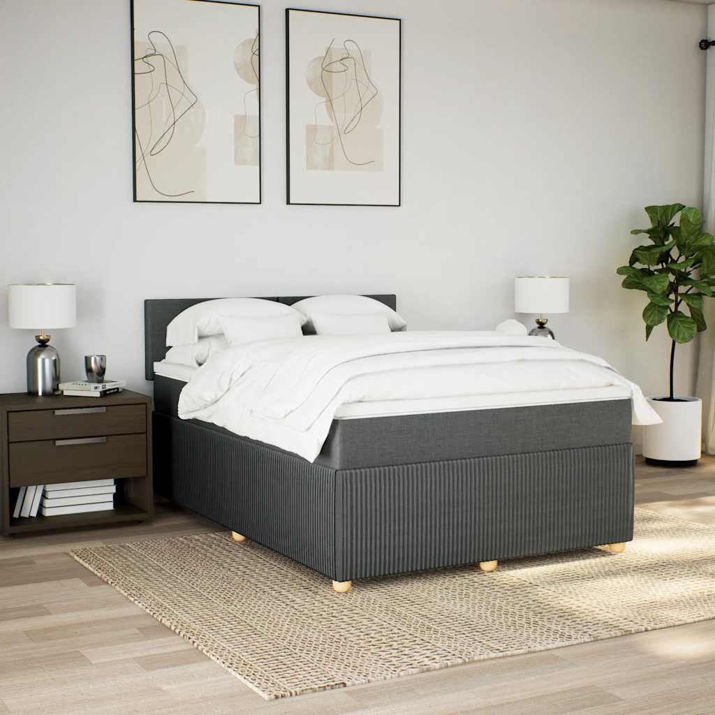 Cama com molas/colchão 140x200 cm tecido cinzento-escuro
