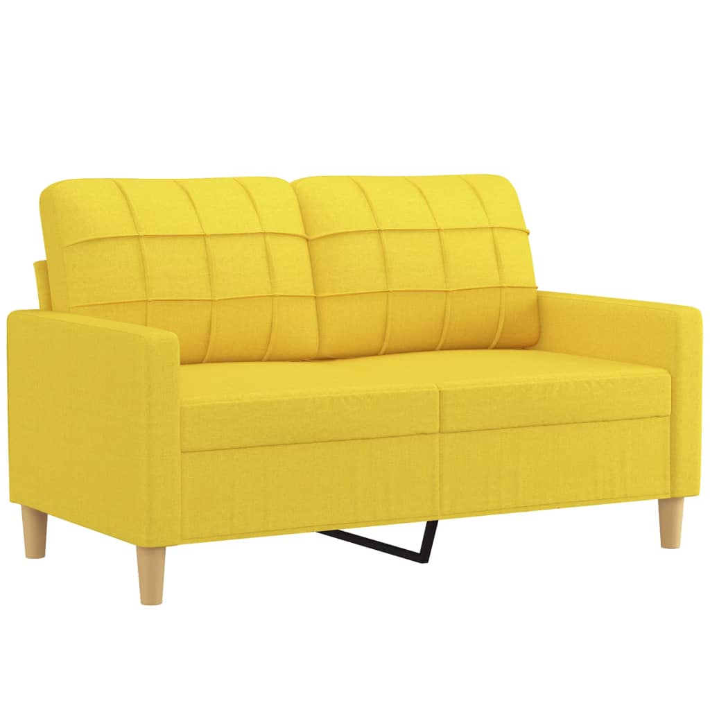 3 Pcs conjunto de sofás com almofadões tecido amarelo-claro
