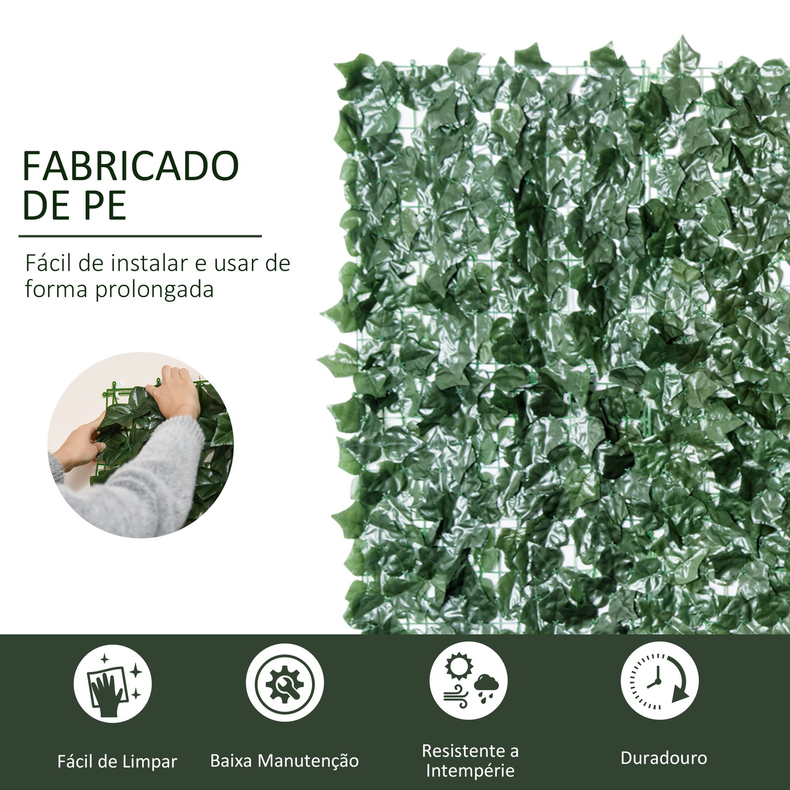 Vedação artificial em rolo 3,1,5m vedação de privacidade para balcão jardim exterior planta decorativa de parede PE verde
