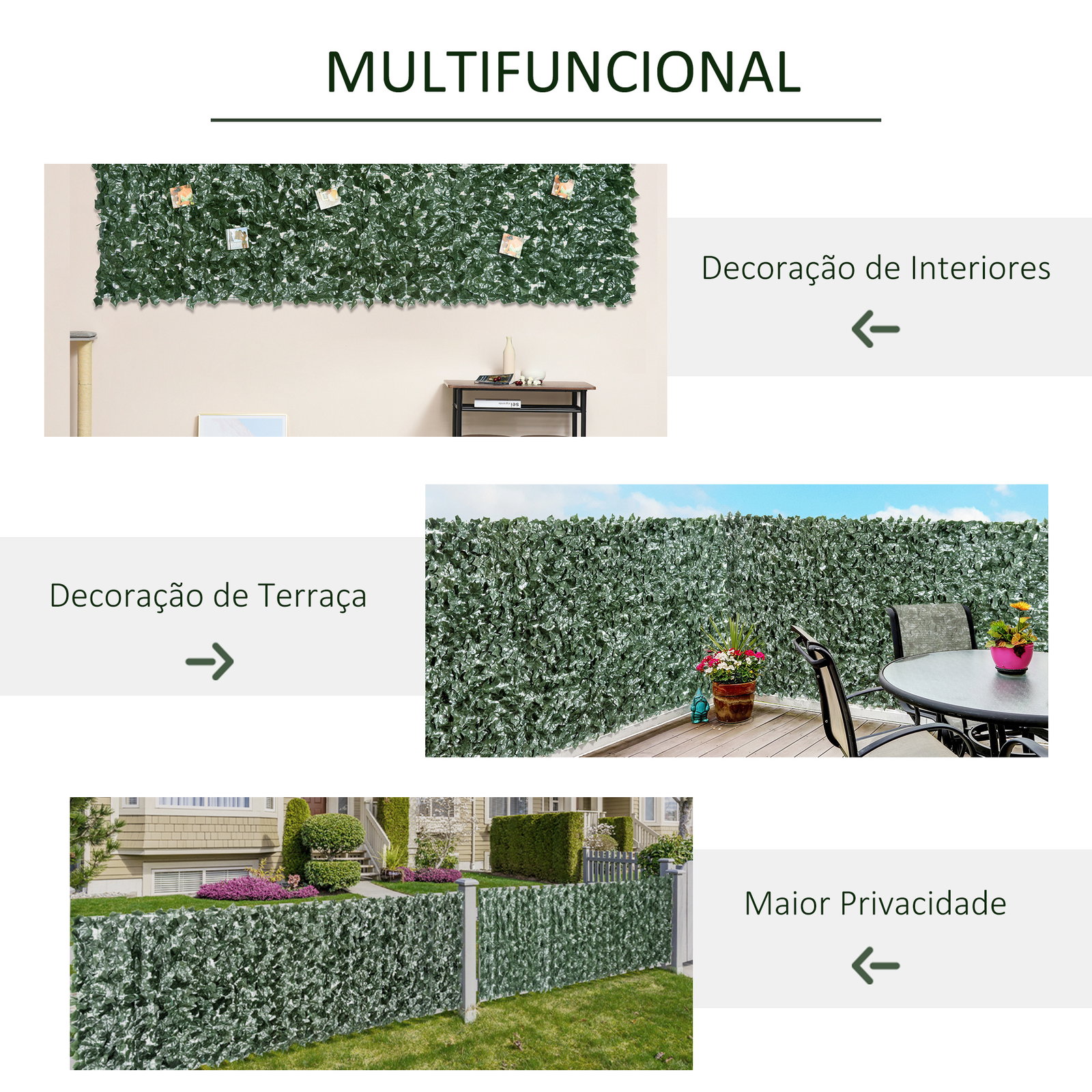Vedação artificial em rolo 3,1,5m vedação de privacidade para balcão jardim exterior planta decorativa de parede PE verde