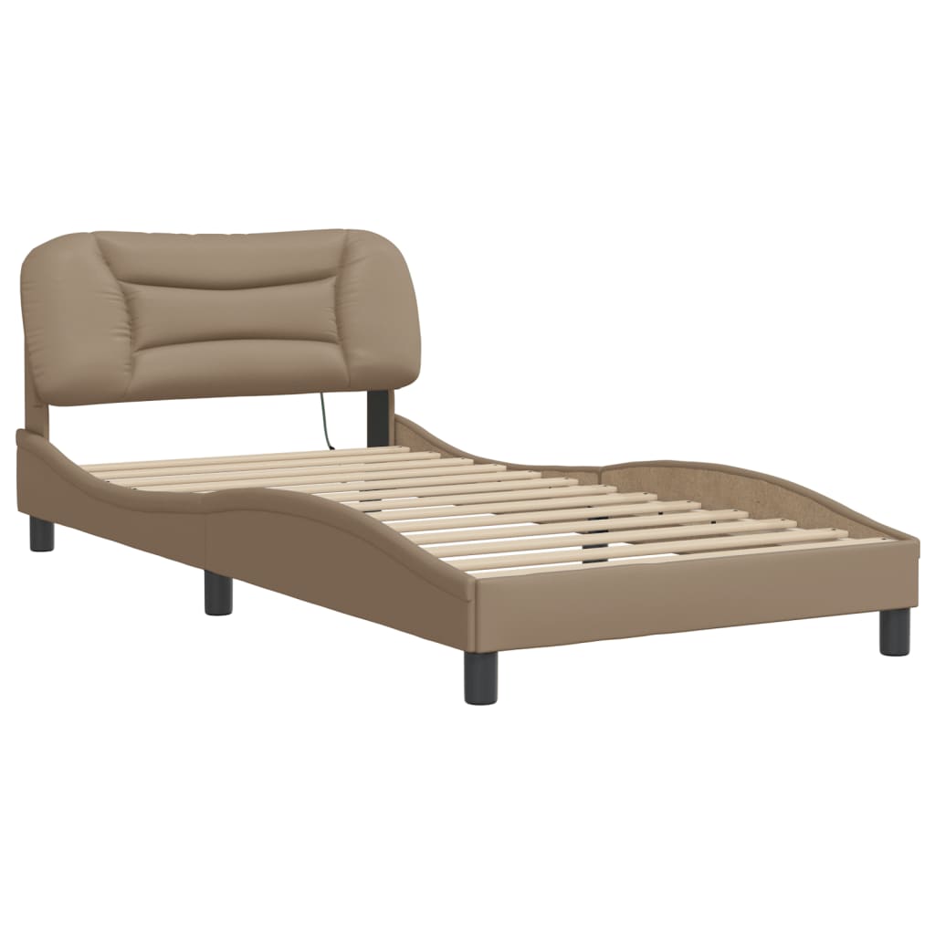 Estrutura de cama com LED sem colchão hvar 100x200 cm cappuccino