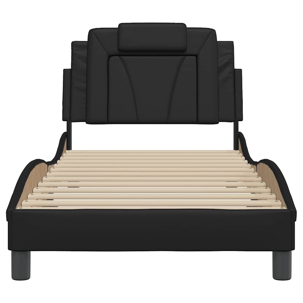 Estrutura de cama viana sem colchão couro artificial 80x200 cm preto