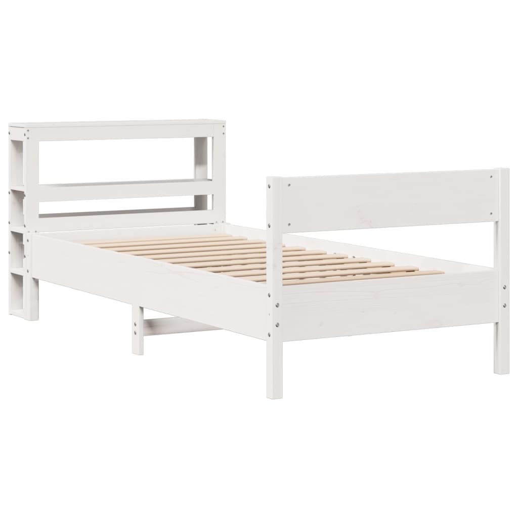 Cama sem colchão 75x190 cm madeira de pinho maciça branco