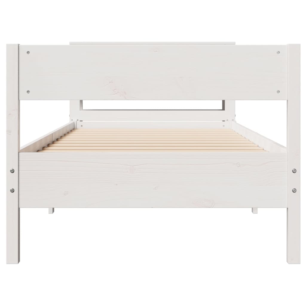 Cama sem colchão 75x190 cm madeira de pinho maciça branco