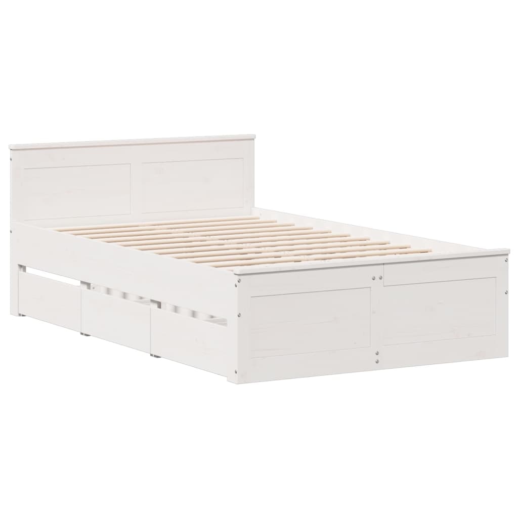 Cama sem colchão com cabeceira 120x200 cm pinho maciço branco