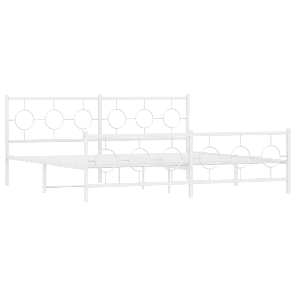 Estrutura de cama com cabeceira e pés 193x203 cm metal branco