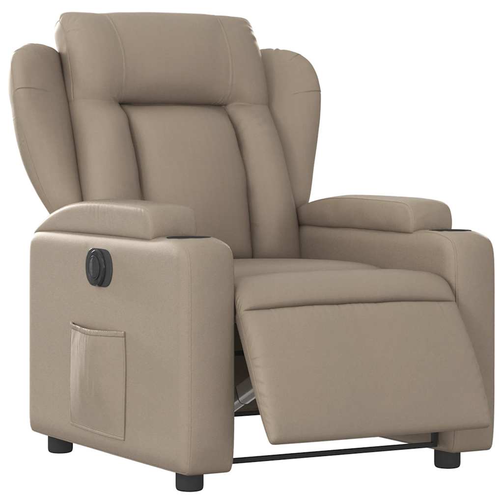 Poltrona reclinável elétrica couro artificial cor cappuccino