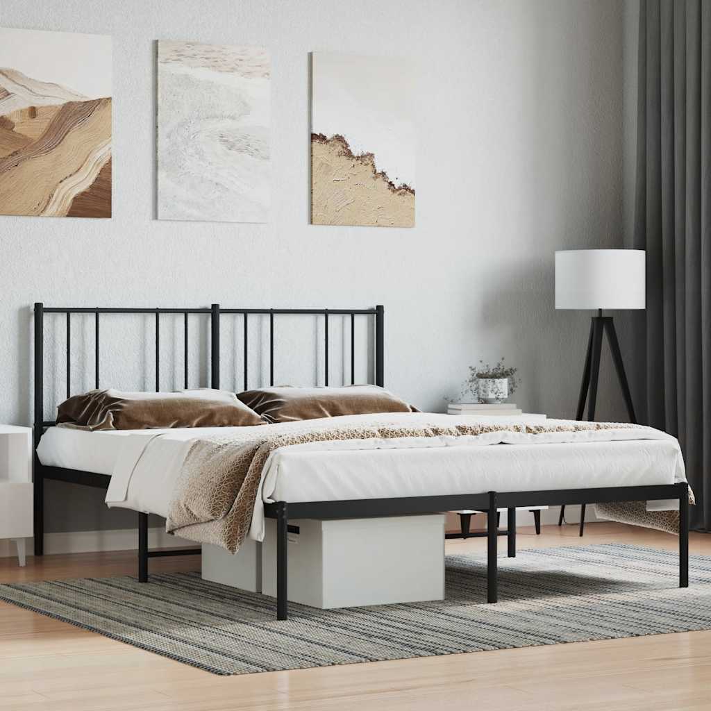 Estrutura de cama com cabeceira 140x190 cm metal preto