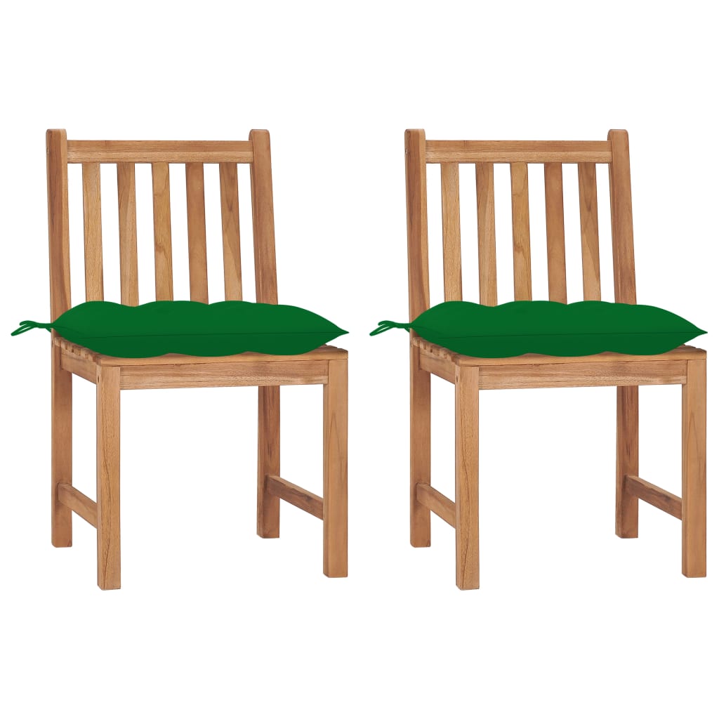 Cadeiras de jardim c/ almofadões 2 pcs madeira de teca maciça